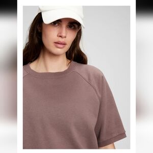 Gap Chocolate French Terry Short Slv Crewneck Sweatshirt Minimalist Neutral Fall